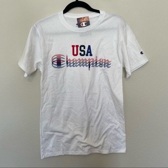 NWT champion USA white short sleeve graphic t-shirt sz.S flawed - Picture 1 of 7